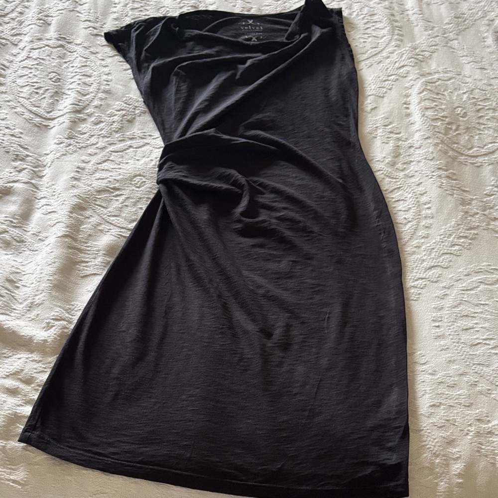 Gently Loved Black Vintage Slub Dress by Velvet Graham & Spencer Cowel Neck M